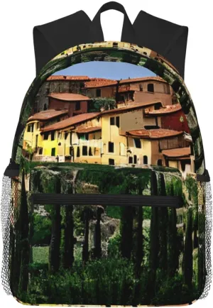 Italy-Tuscan print Lightweight duffel bag, travel hiking daypack, comfortable backpack, sports bag