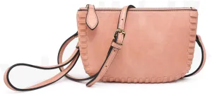 JEN & CO. Bonnie Vegan Leather Small Crossbody Bags Whipstitch Wristlet Wallets Clutch Purses Shoulder Handbag for Women