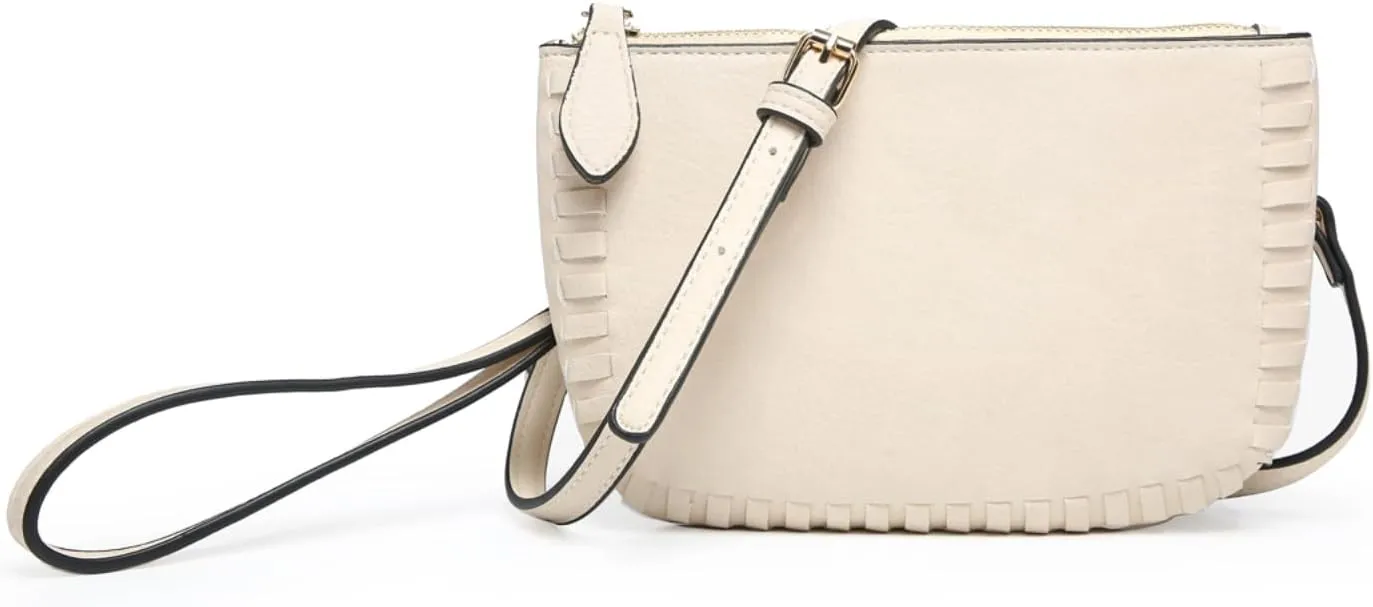 JEN & CO. Bonnie Vegan Leather Small Crossbody Bags Whipstitch Wristlet Wallets Clutch Purses Shoulder Handbag for Women