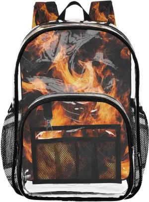 JIPONI Flame Lava Clear Backpacks for Women Men, Fashion Travel School Bag Transparent Daypack for Boys Girls