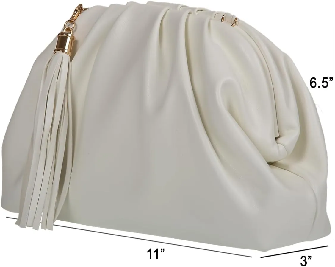 JNB Dumpling Bag for Women Clutch Purses, Cloud Crossbody Handbag Soft Shoulder Bag,party Bag,Wedding Bag,With Tassel.