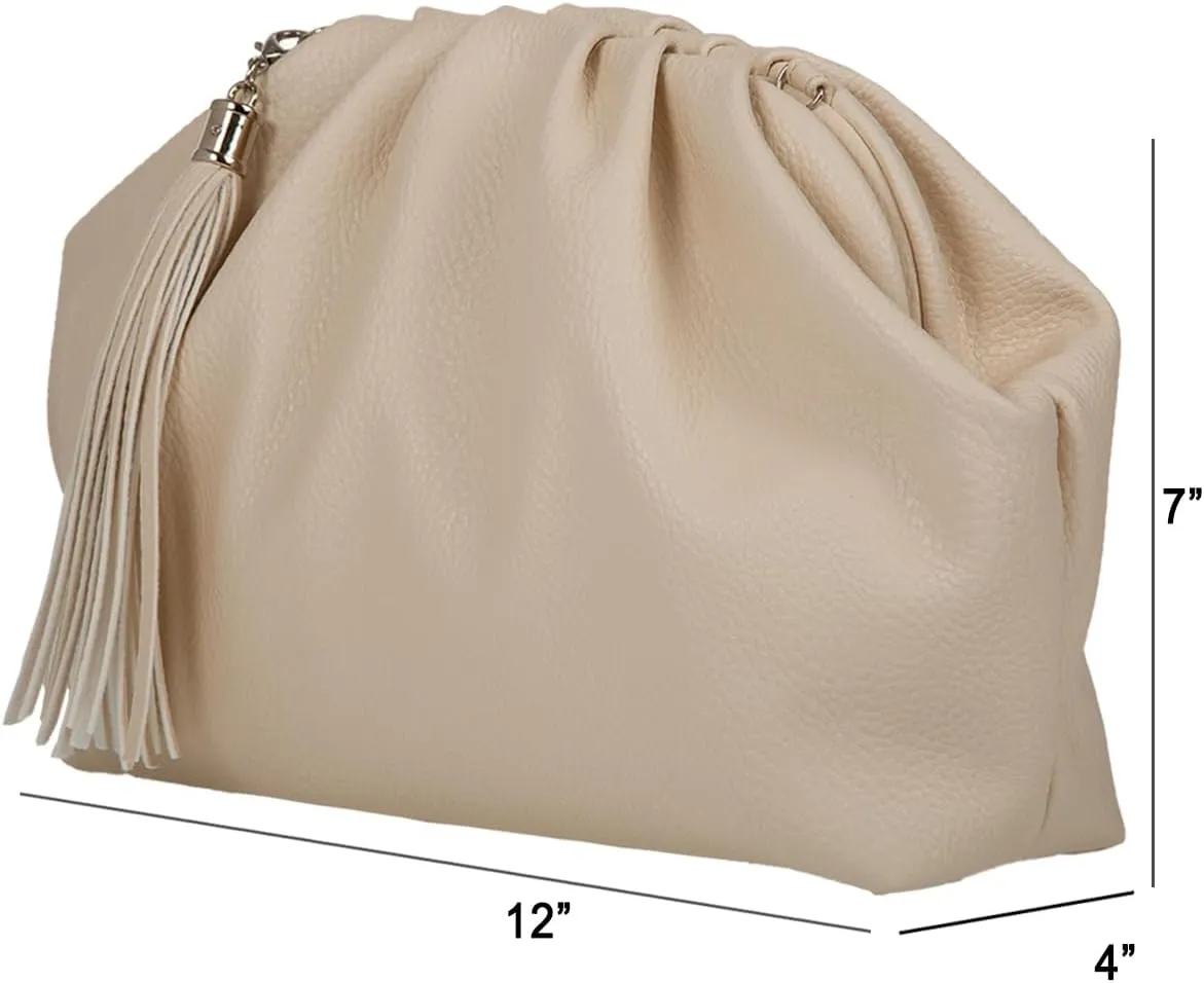 JNB Dumpling Bag for Women Clutch Purses, Cloud Crossbody Handbag Soft Shoulder Bag,party Bag,Wedding Bag,With Tassel.