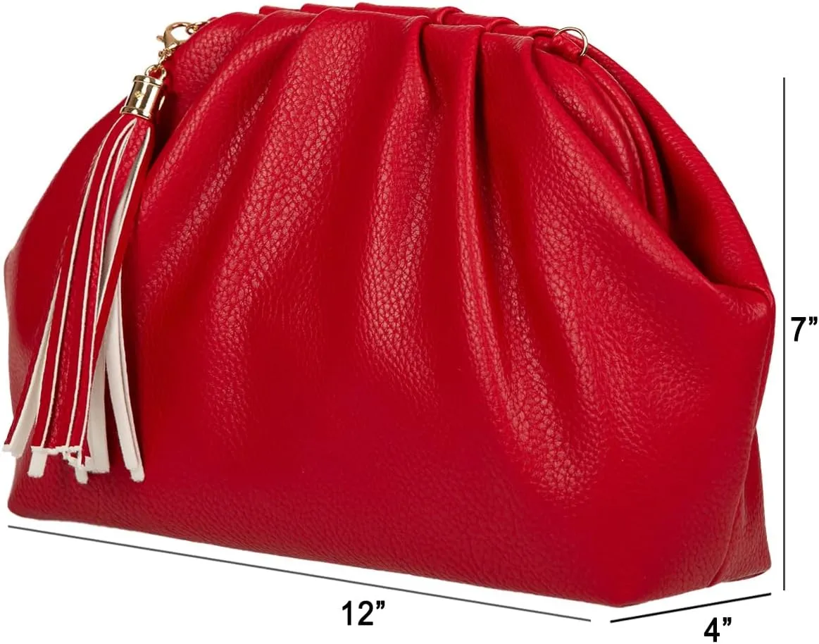 JNB Dumpling Bag for Women Clutch Purses, Cloud Crossbody Handbag Soft Shoulder Bag,party Bag,Wedding Bag,With Tassel.