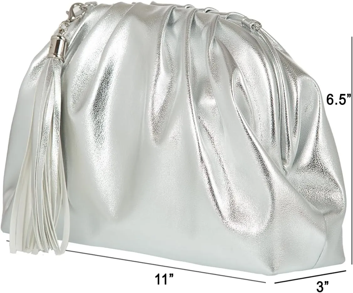 JNB Dumpling Bag for Women Clutch Purses, Cloud Crossbody Handbag Soft Shoulder Bag,party Bag,Wedding Bag,With Tassel.