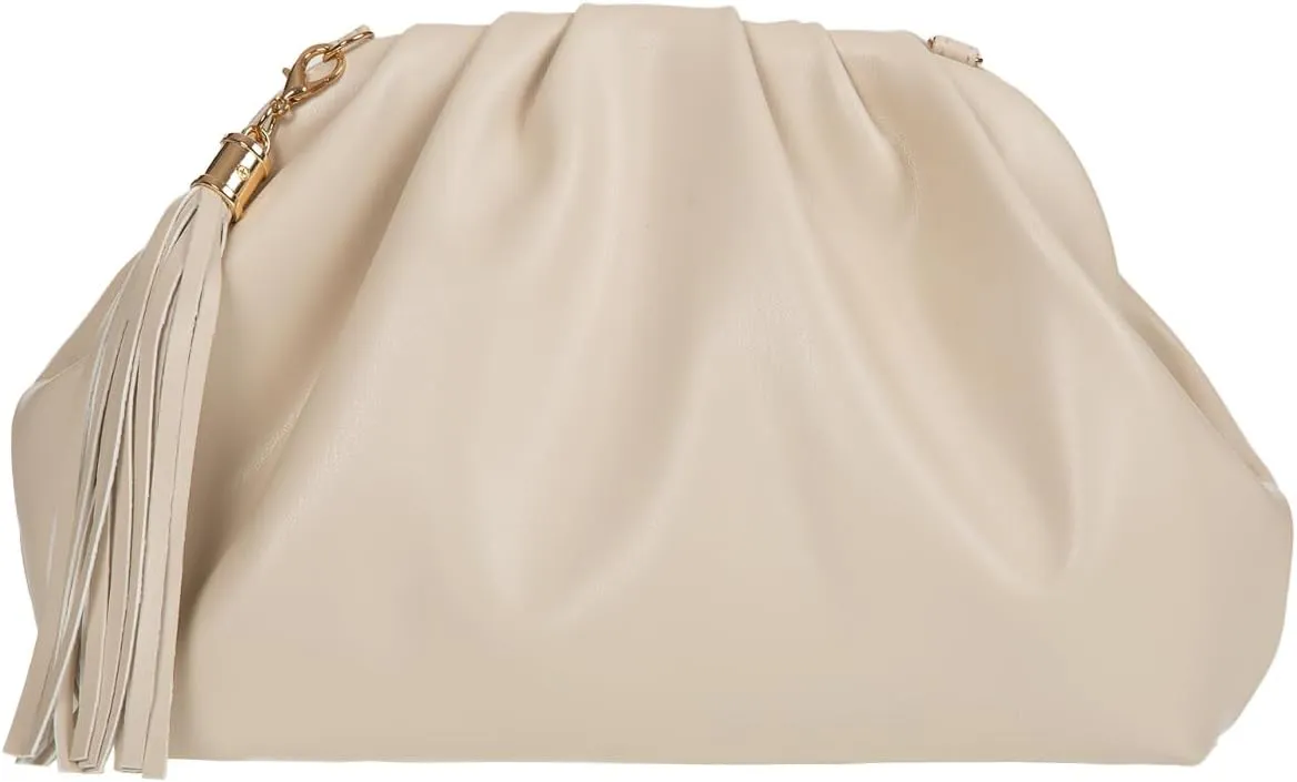 JNB Dumpling Bag for Women Clutch Purses, Cloud Crossbody Handbag Soft Shoulder Bag,party Bag,Wedding Bag,With Tassel.