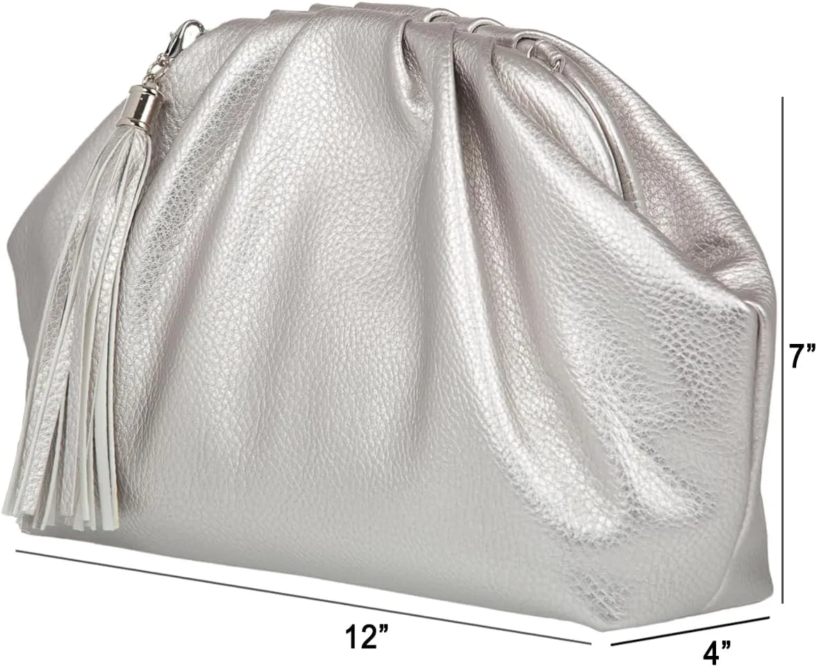 JNB Dumpling Bag for Women Clutch Purses, Cloud Crossbody Handbag Soft Shoulder Bag,party Bag,Wedding Bag,With Tassel.