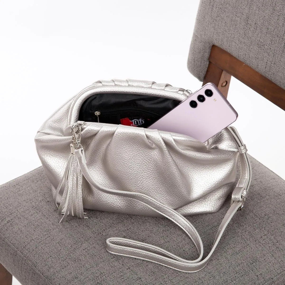JNB Dumpling Bag for Women Clutch Purses, Cloud Crossbody Handbag Soft Shoulder Bag,party Bag,Wedding Bag,With Tassel.