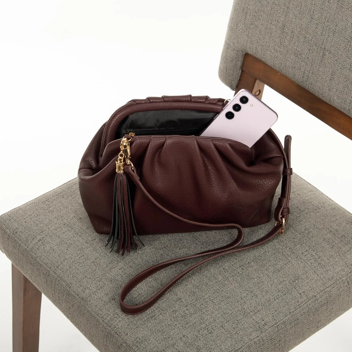 JNB Dumpling Bag for Women Clutch Purses, Cloud Crossbody Handbag Soft Shoulder Bag,party Bag,Wedding Bag,With Tassel.