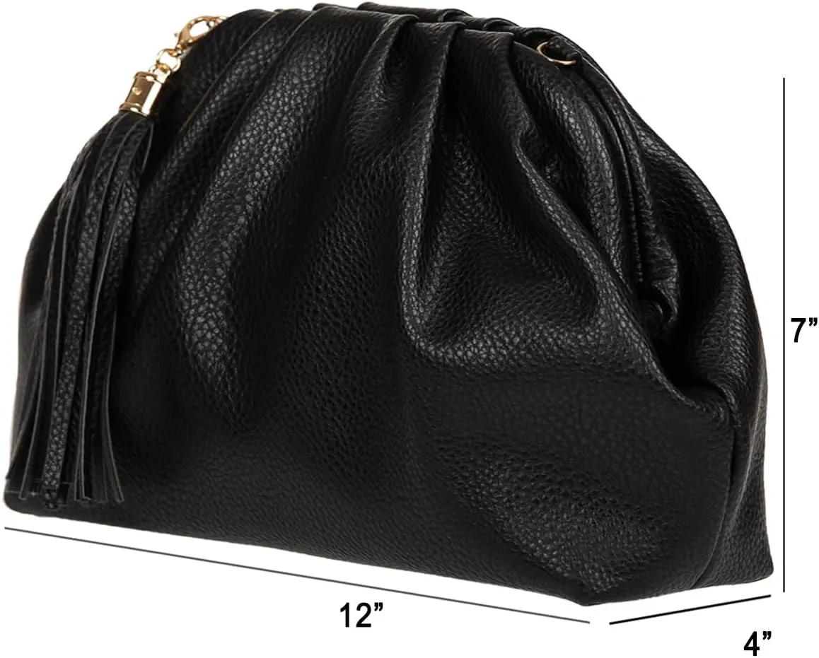 JNB Dumpling Bag for Women Clutch Purses, Cloud Crossbody Handbag Soft Shoulder Bag,party Bag,Wedding Bag,With Tassel.