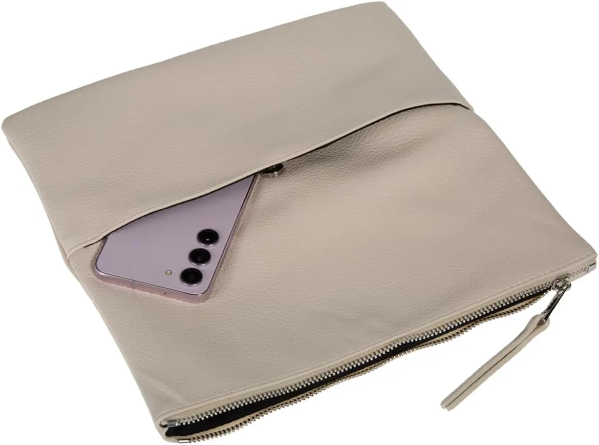 JNB Women's Faux Leather Zipper Foldover Clutch Purse with Tassel