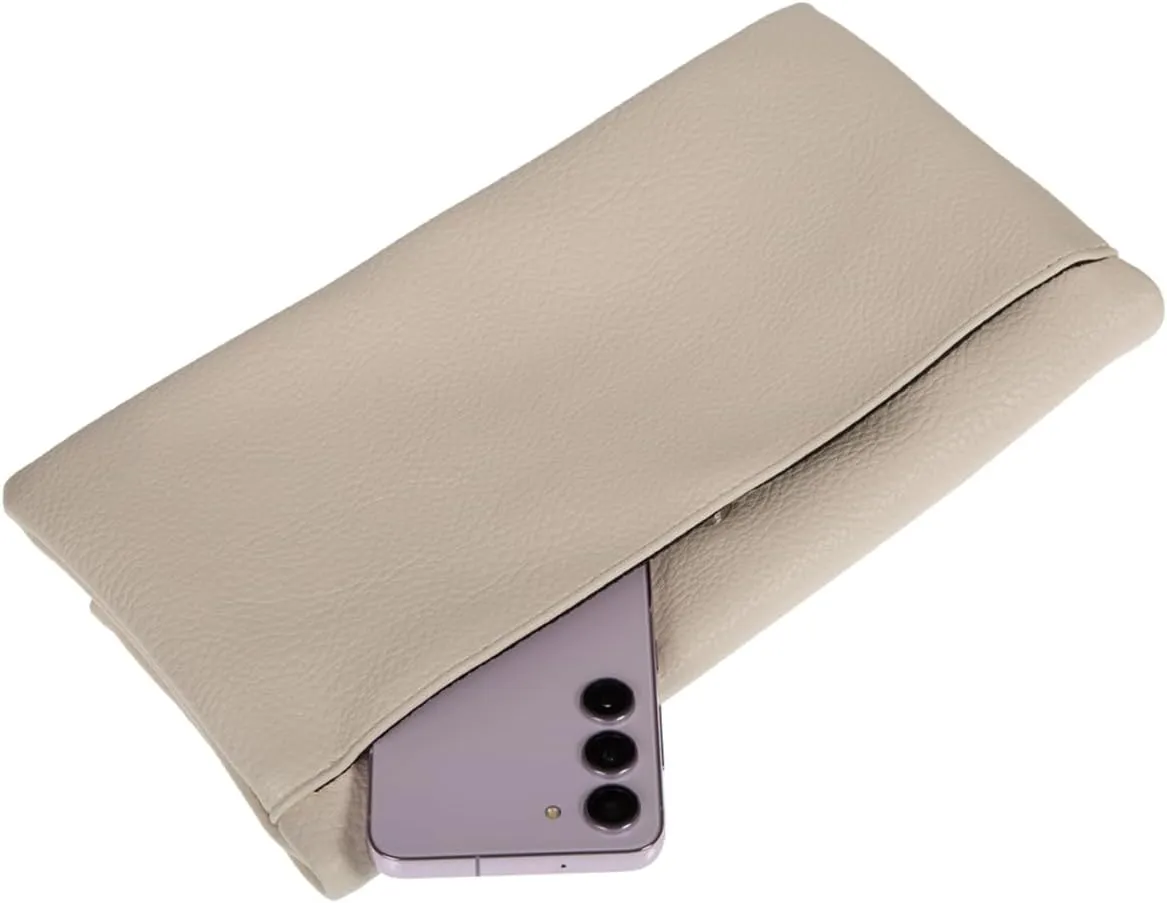 JNB Women's Faux Leather Zipper Foldover Clutch Purse with Tassel