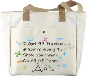 JYTAPP Math Teacher GiftnCanvas Bag Math Science Geekyn Teacher Tote Bag Funny Gift (Beige Tote Bag)