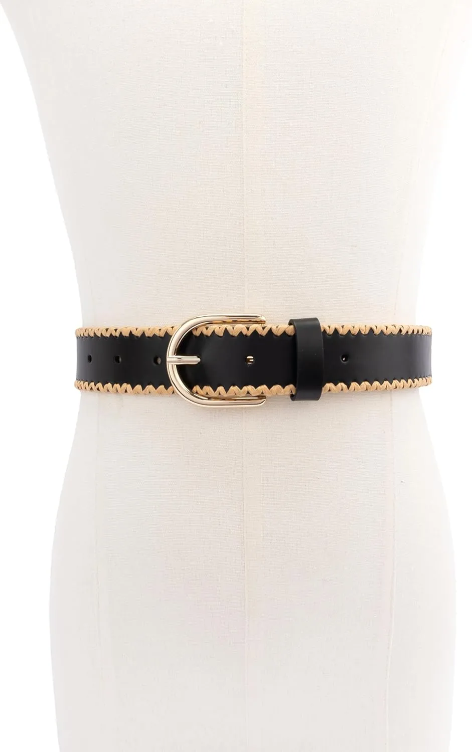 kate spade new york Women's 1.5 Inch Bow Belt with Straw Edge, Stylish Accessory with Adjustable Sizing