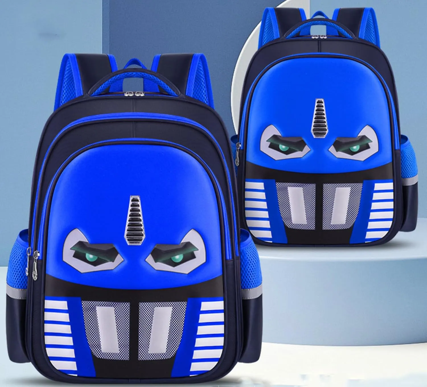 Kid Boys Backpack Waterproof Children Snack Bag 3D Print Comic Cartoon Primary School Bag Kindergarten Backpack (blue)