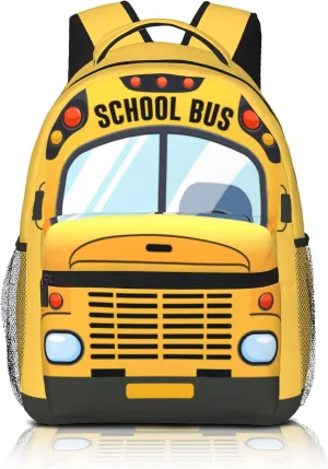 Kids School Bus Backpack Yellow School Bookbag for Boys Girls Kids Cartoon Pattern Backpack for School Travel