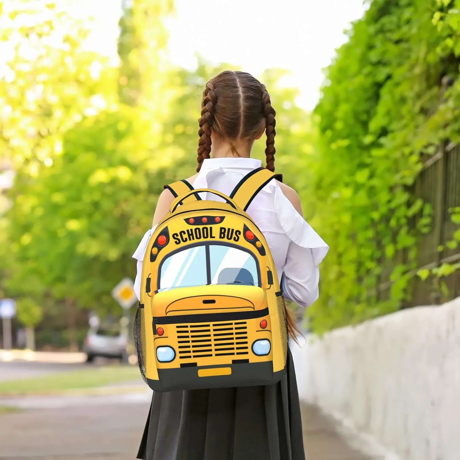 Kids School Bus Backpack Yellow School Bookbag for Boys Girls Kids Cartoon Pattern Backpack for School Travel