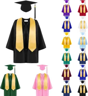 Kindergarten 2025 Graduation Cap and Gown Tassel Sets with Charm Graduations Stoles for Kids Grad Party