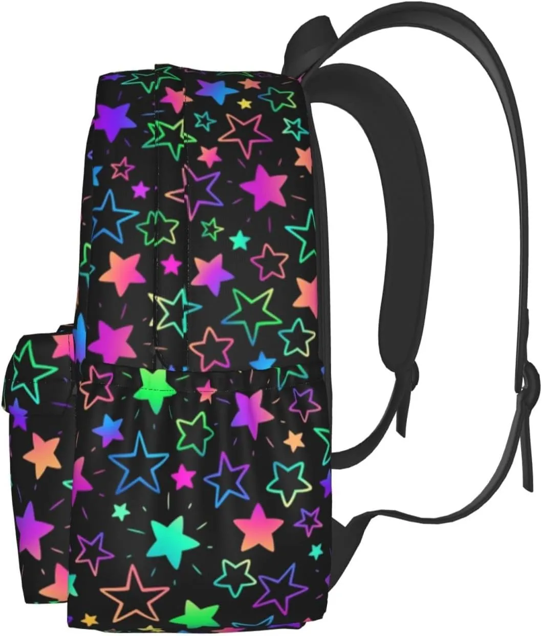 KiuLoam 17 Inch Backpack Bright Neon Stars Laptop Backpack Shoulder Bag School Bookbag Casual Daypack