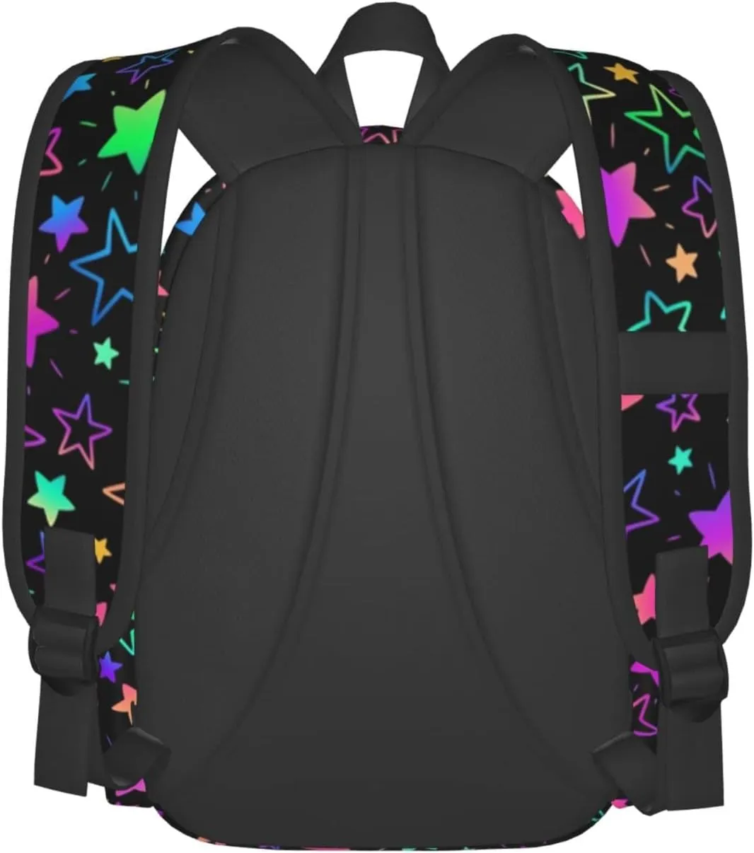 KiuLoam 17 Inch Backpack Bright Neon Stars Laptop Backpack Shoulder Bag School Bookbag Casual Daypack