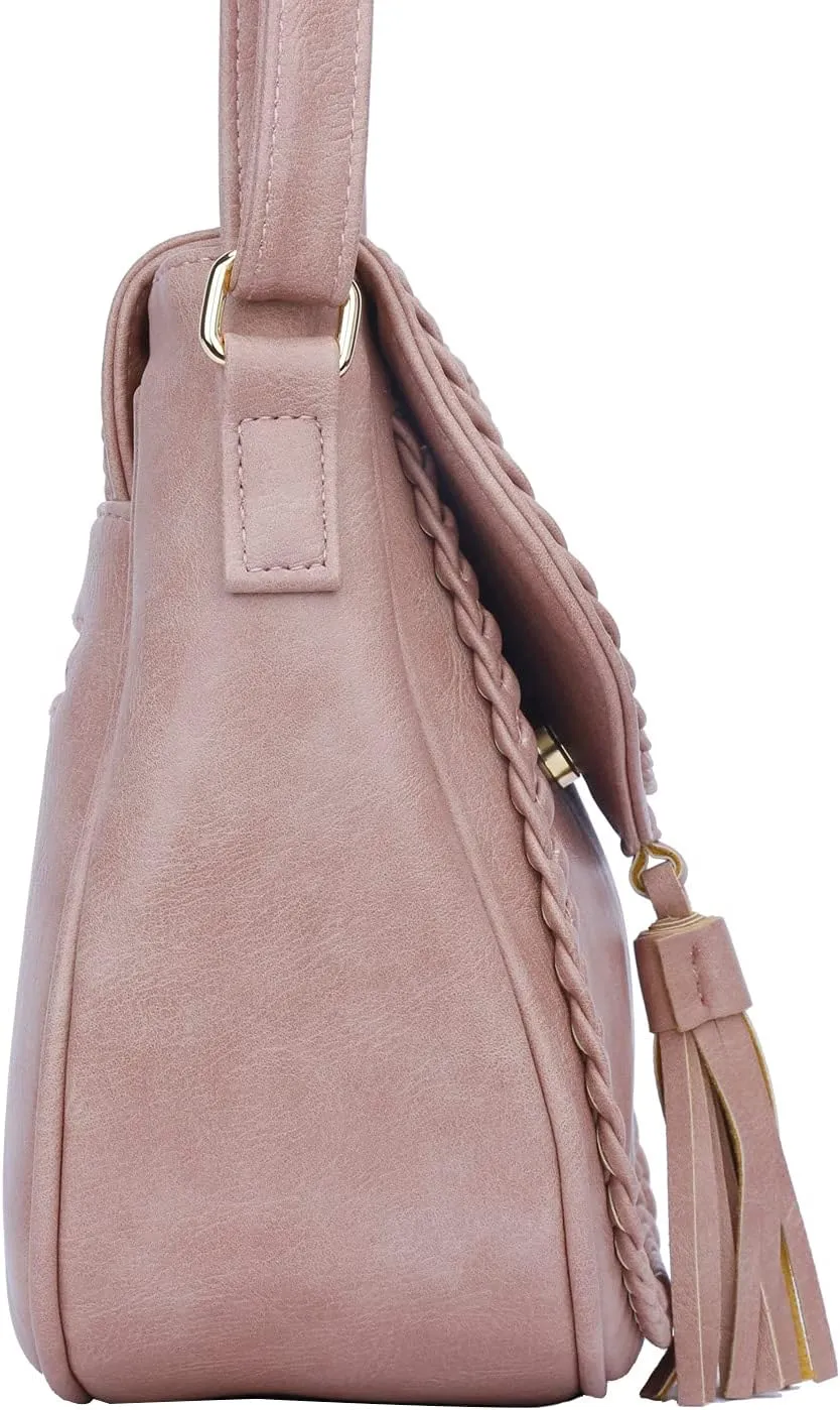 KKXIU Casual Flap Saddle Crossbody Bags for Women Purses and Handbags with Tassel