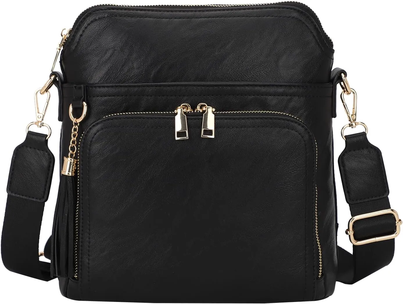 KL928 Crossbody Purses for women Trendy PU Leather Women's Shoulder Handbags Medium Crossbody Bags with Tassel Black