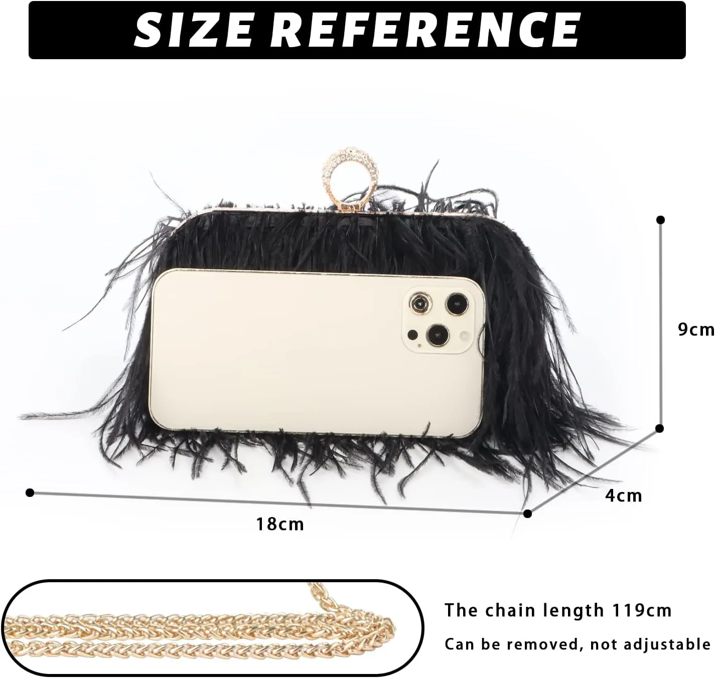 KUANG! Real Natural Ostrich Feather Clutch Evening Bag Fashion Handbag Purse for Banquet Party