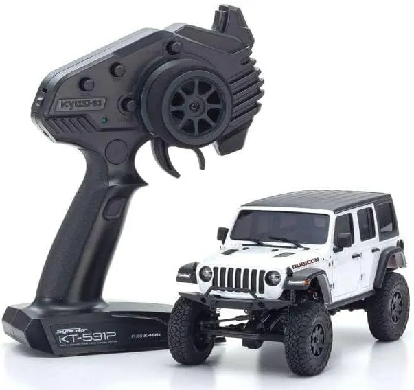 Kyosho 1/28 MINI-Z 4 Wheel Drive Jeep Wrangler Rubicon RTR 8 AAA Batteries not inlcuded Bright White RS KYO32521W