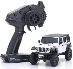 Kyosho 1/28 MINI-Z 4 Wheel Drive Jeep Wrangler Rubicon RTR 8 AAA Batteries not inlcuded Bright White RS KYO32521W