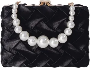 Ladies Party Ladies Pearl Evening Hold Bag Satin Messenger Bag Evening Dress Bag Bridal Dress Bag(E)