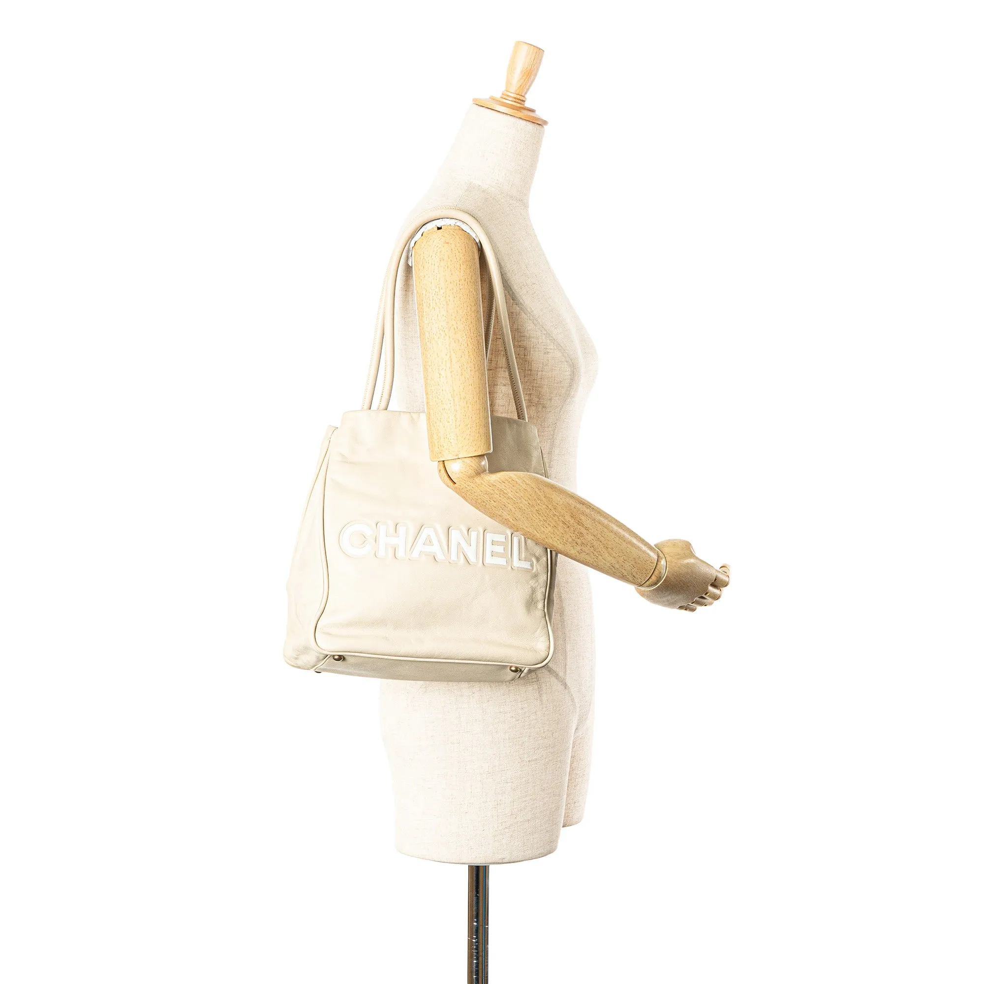 Lambskin Logo Camellia Tote