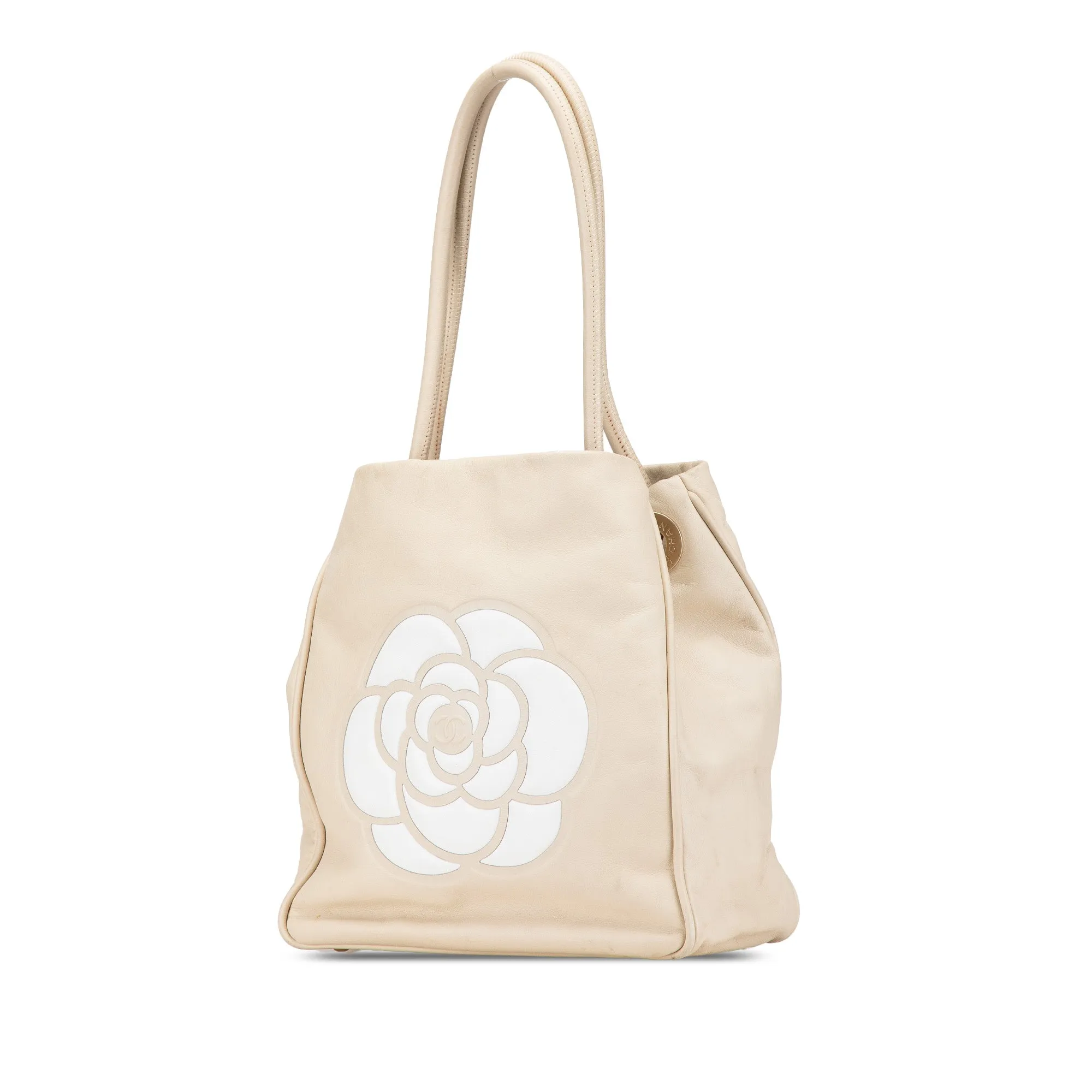 Lambskin Logo Camellia Tote