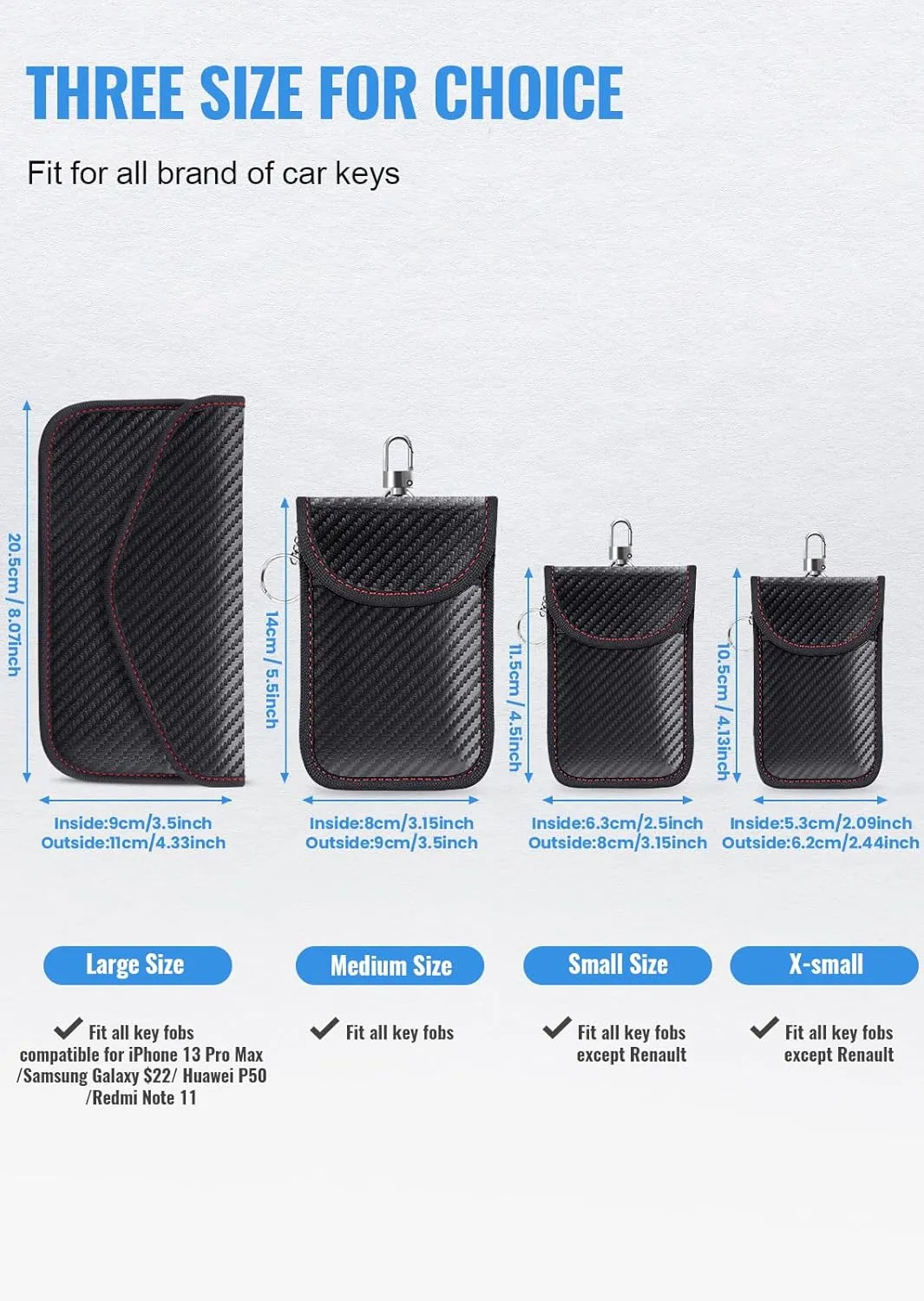 Lanpard Faraday Bag for Key Fob(2 Pack), Faraday Cage Protector, Car RFID Signal Blocking Key Fob Protector, Double-Layers of Shielding Carbon Fiber Material Anti-Theft Faraday Pouch