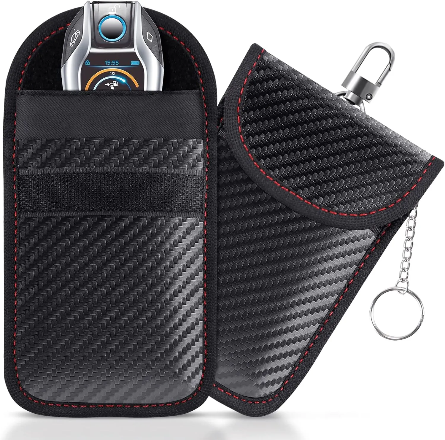 Lanpard Faraday Bag for Key Fob(2 Pack), Faraday Cage Protector, Car RFID Signal Blocking Key Fob Protector, Double-Layers of Shielding Carbon Fiber Material Anti-Theft Faraday Pouch