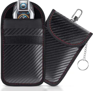 Lanpard Faraday Bag for Key Fob(2 Pack), Faraday Cage Protector, Car RFID Signal Blocking Key Fob Protector, Double-Layers of Shielding Carbon Fiber Material Anti-Theft Faraday Pouch