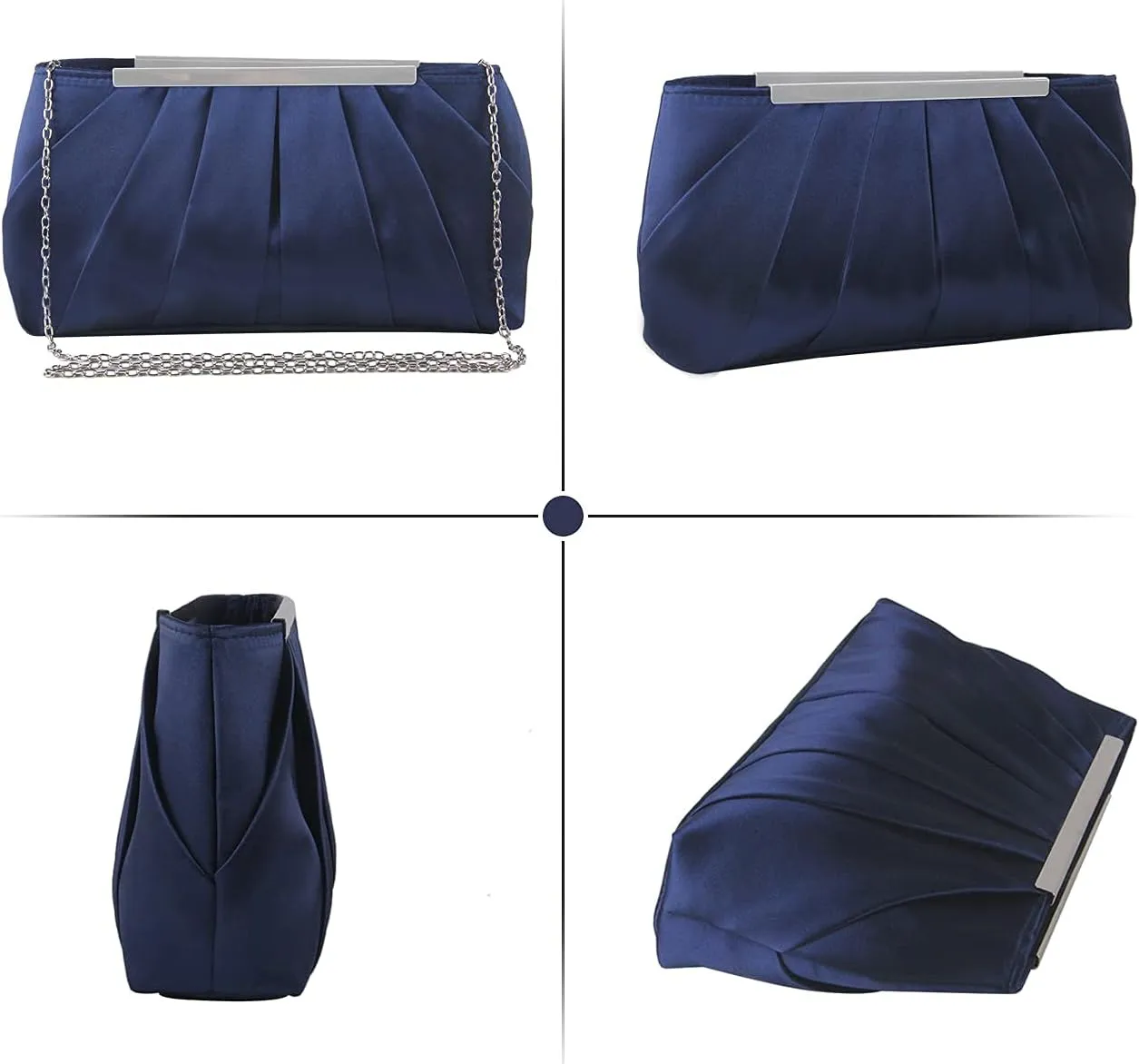 Lanpet Women's Satin Evening Clutch Bag Elegant Pleated Formal Handbag Simple Classic Purse for Women