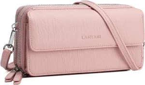 Lanyani RFID Crossbody Wallet Wristlet Purse with Phone Pocket For Women Vegan Leather
