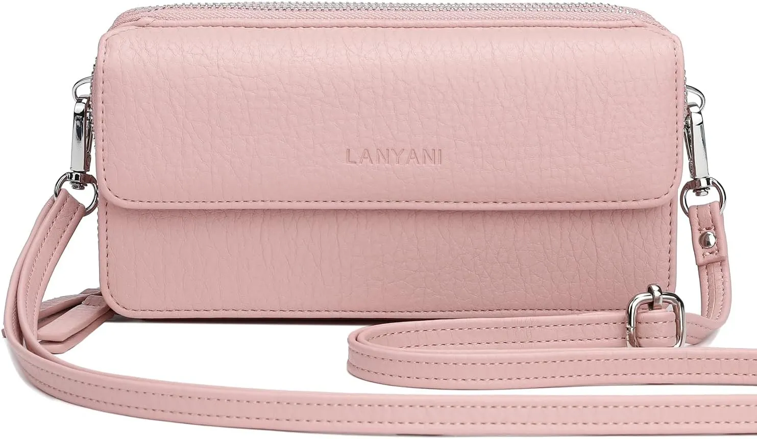 Lanyani RFID Crossbody Wallet Wristlet Purse with Phone Pocket For Women Vegan Leather