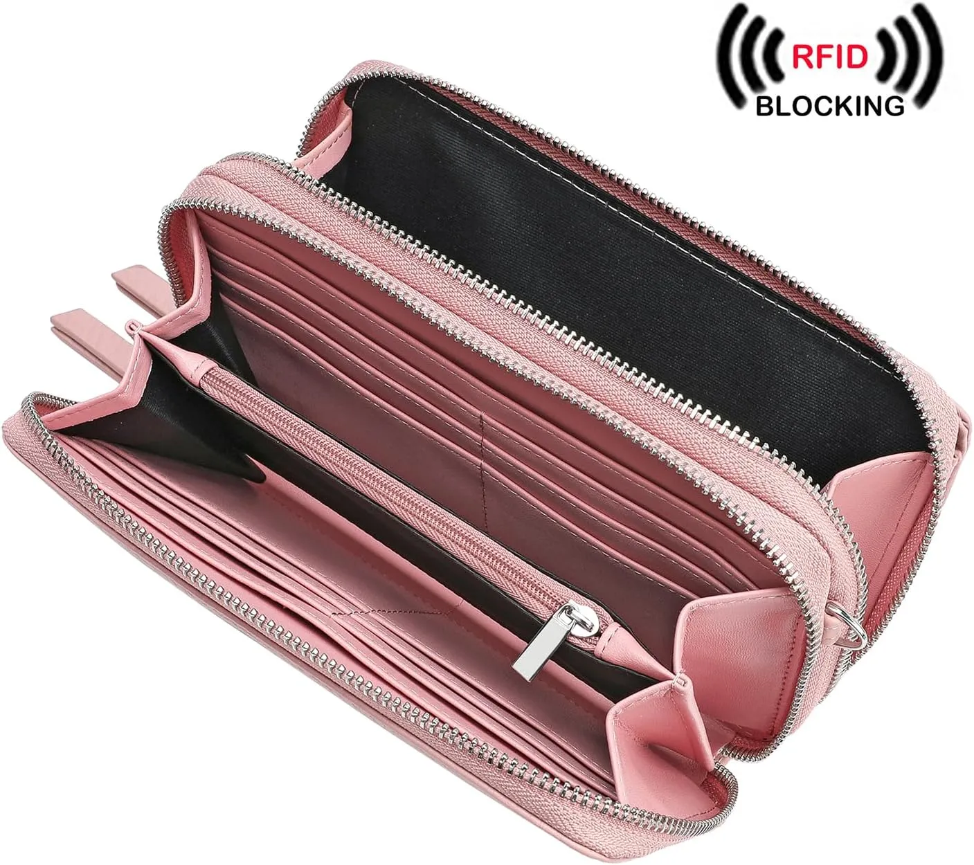 Lanyani RFID Crossbody Wallet Wristlet Purse with Phone Pocket For Women Vegan Leather