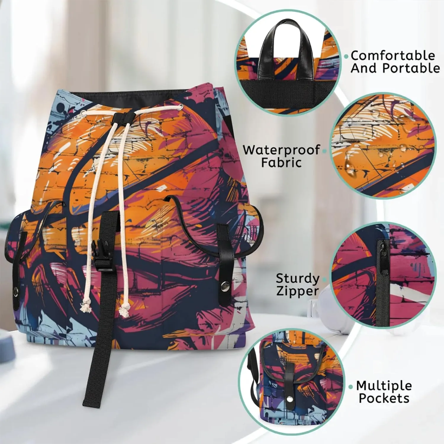 Laptop Backpacks Basketball Graffiti Travel Backpack for Women Work Backpack Computer Bag for Business Travel Fits 15 Inch Laptop