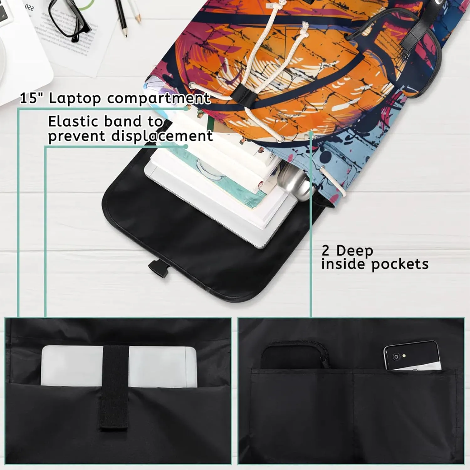 Laptop Backpacks Basketball Graffiti Travel Backpack for Women Work Backpack Computer Bag for Business Travel Fits 15 Inch Laptop