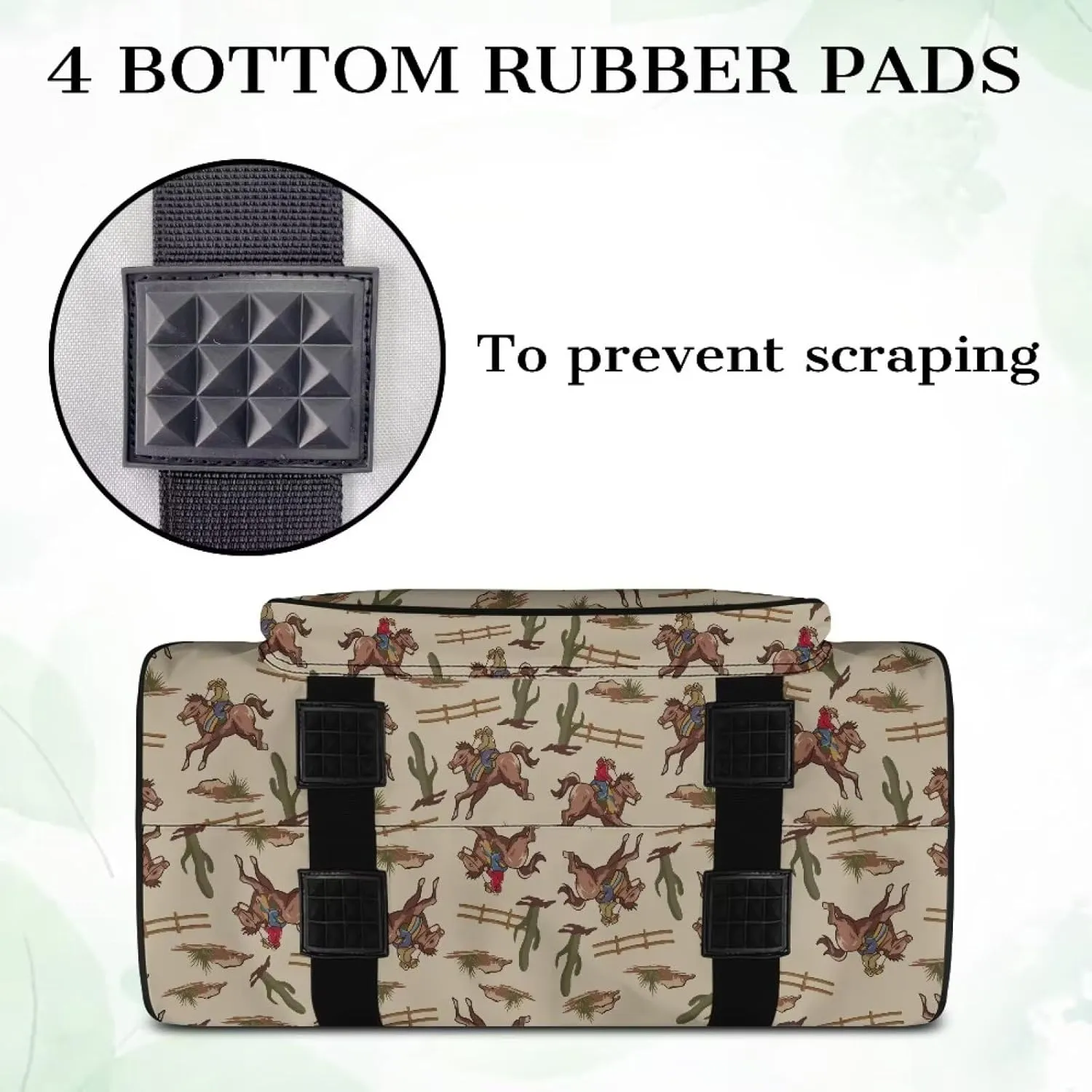 Large Capacity Carrying Tote Bag, Cowboy Cactus Print Sewing Supplies Durable Sewing Machine Bag with Comfortable Handle and Two-Way Zipper Compatible with Most Sewing Machines