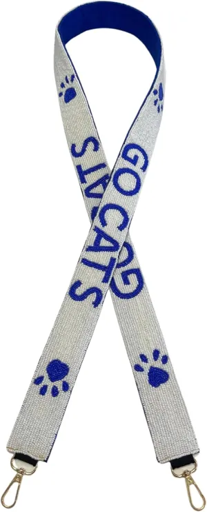 Lashicorn Beaded Purse Strap Kentucky Royal Blue & White College Game Day Clear Handbag Replacement Strap Paw Stadium Football University 49 x 1.75” Gold Hardware Clips