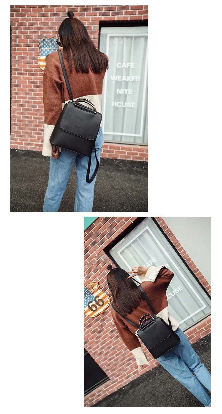 Leather travel Women Shoulder Backpack