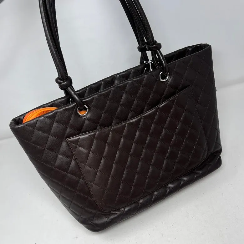 Leather Vintage Tote Preloved in AF635 - Designer Express shipping Bag Discounted coupons Chanel Black Handbag