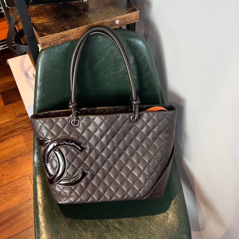 Leather Vintage Tote Preloved in AF635 - Designer Express shipping Bag Discounted coupons Chanel Black Handbag