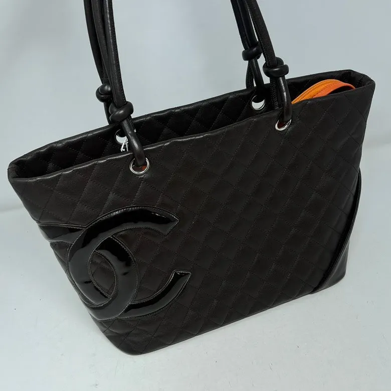 Leather Vintage Tote Preloved in AF635 - Designer Express shipping Bag Discounted coupons Chanel Black Handbag