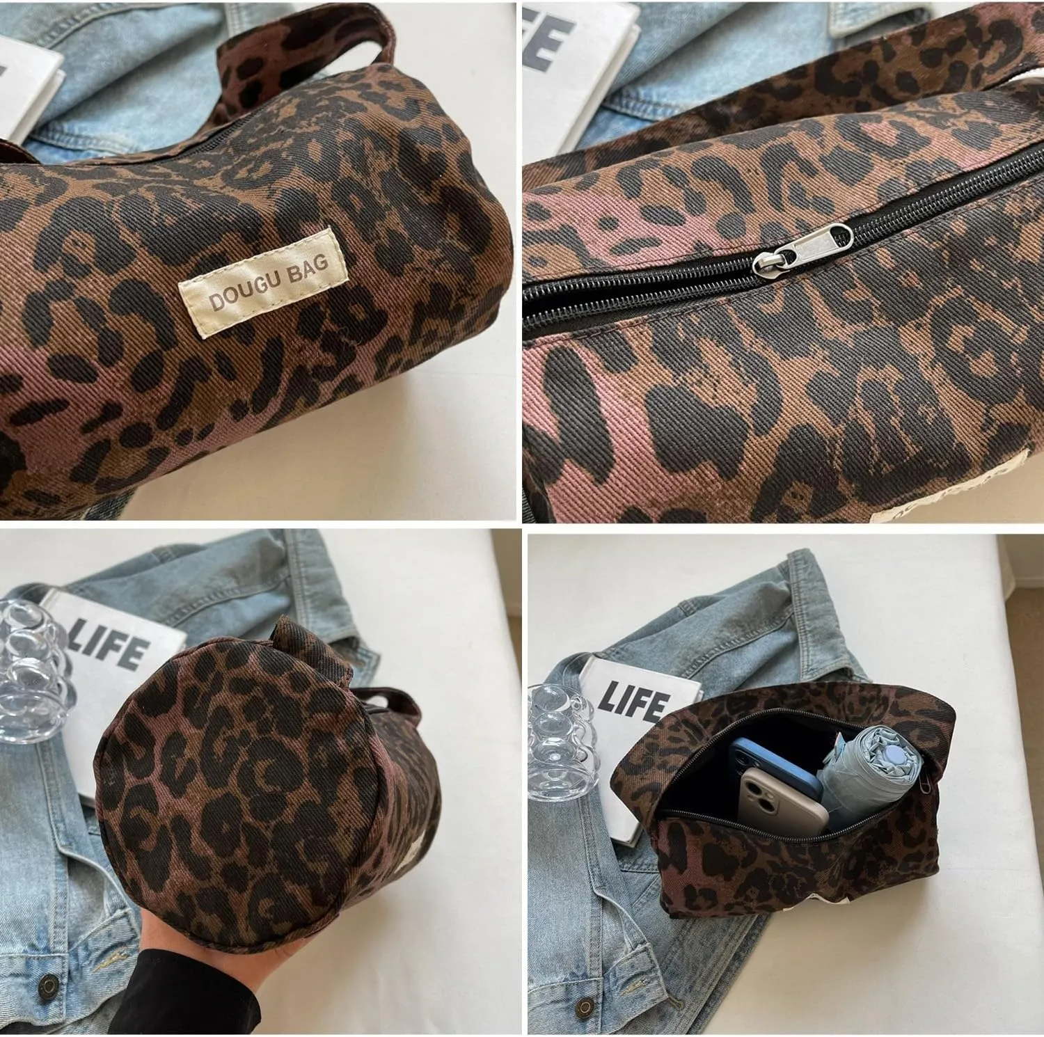 Leopard print bag, jacquard bag, leopard print handbag, leopard print clutch bag, leopard print women's bag