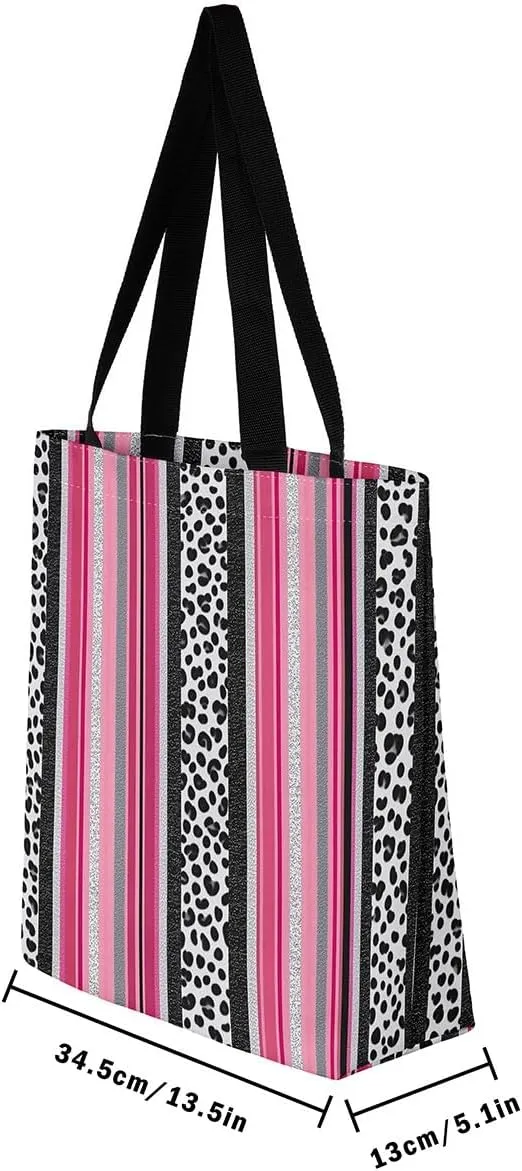 Leopard Print Canvas Tote Bag for Women Wild Animal Cheetah Print Aesthetic Shoulder Handbags for Shopping Gym