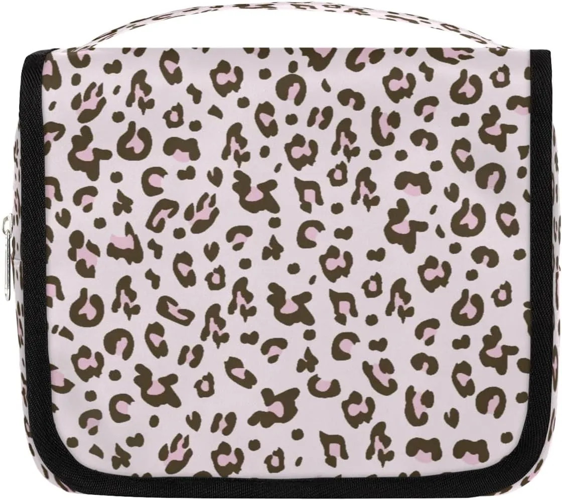 Leopard Print Hanging Toiletry Bag Waterproof Makeup Cosmetic Bag Travel Bag Organizer for Accessories Shampoo Full Sized Container Travel-Essentials Toiletry Bag
