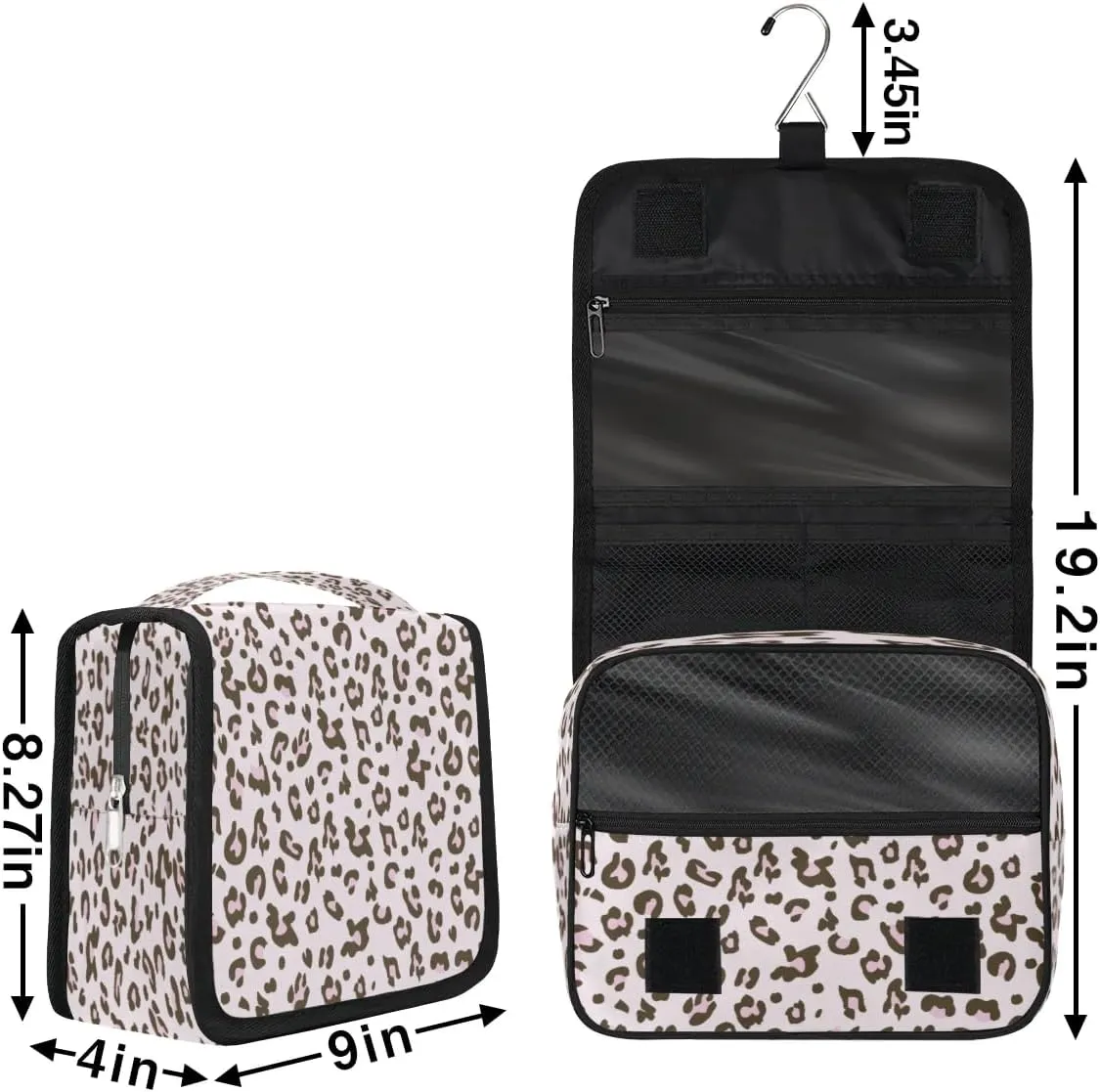 Leopard Print Hanging Toiletry Bag Waterproof Makeup Cosmetic Bag Travel Bag Organizer for Accessories Shampoo Full Sized Container Travel-Essentials Toiletry Bag